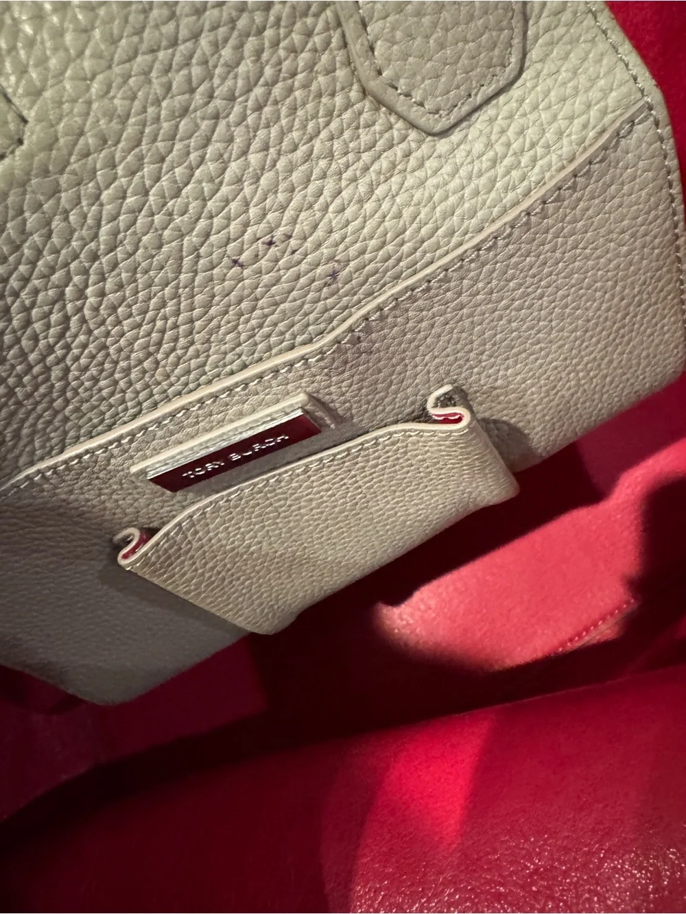 Tory Burch Pebbled Leather Neutral Tote - great condition